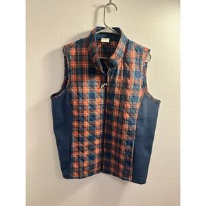 BlairPlaid Zip Up Vest XL blue red‎ and green